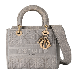 Medium D-Lite Lady Dior, Canvas, Grey, 50-MA-0220, S, 2*